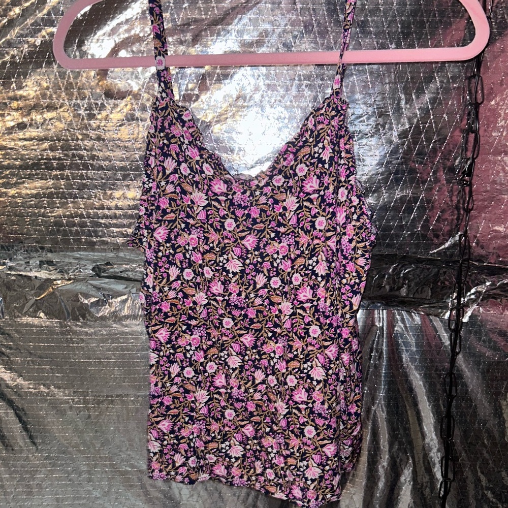 Old Navy Navy Floral Tank